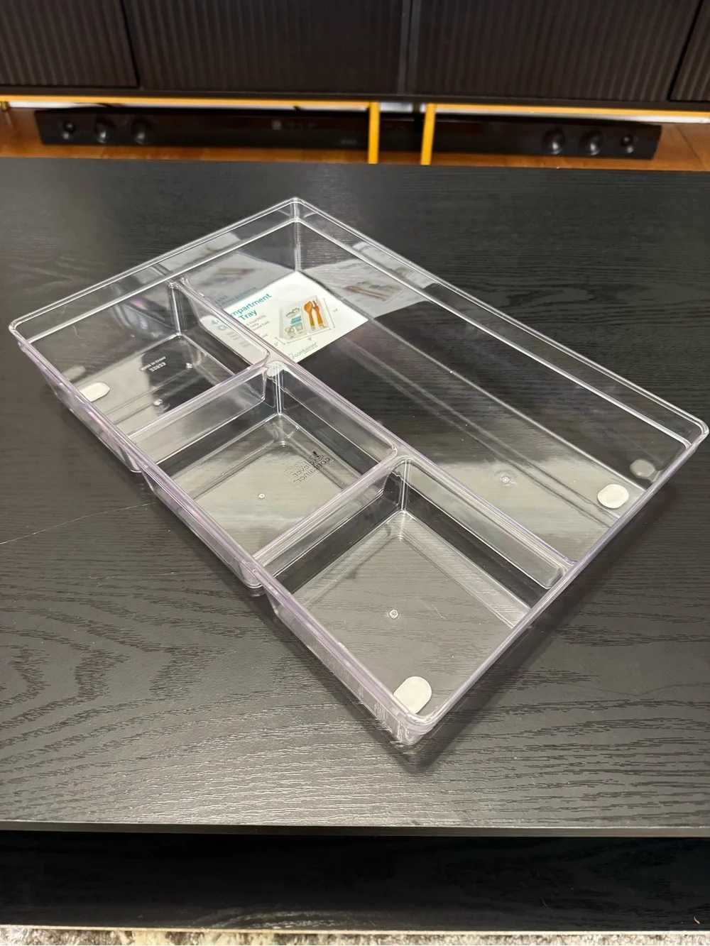 2 Pcs Acrylic Clear 4-Compartment Multifunction Drawer Storage Organizer Trays